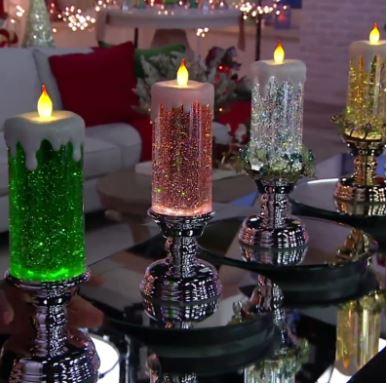 Magical Colour Electronic LED Waterproof Candle With Glitter