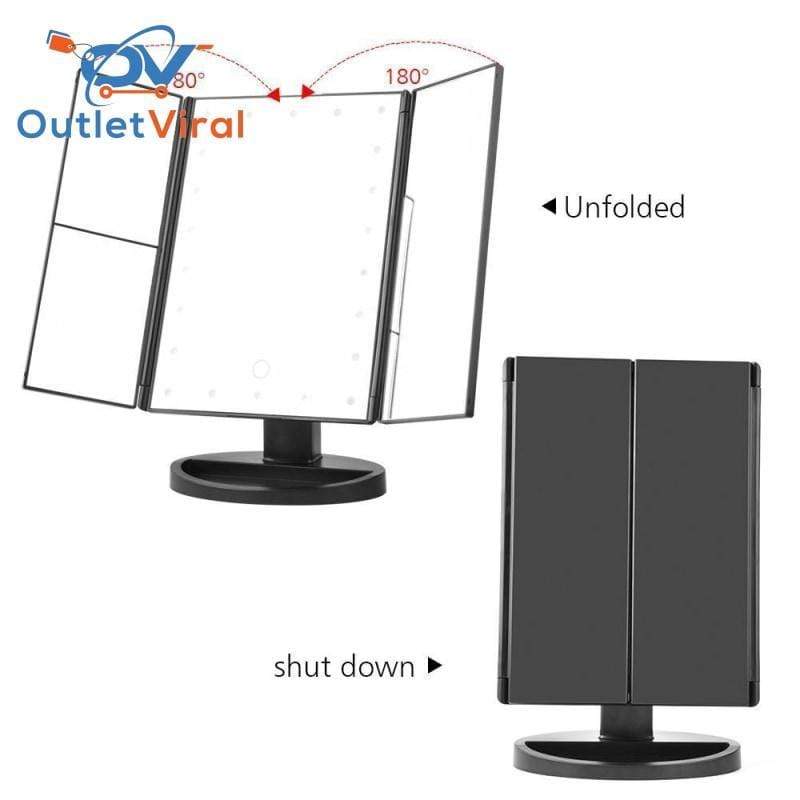 Touchscreen 3-Panel Led Makeup Mirror